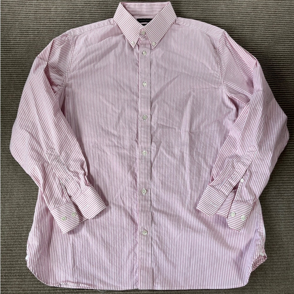 Banana Republic Mens XL Tailored Slim Fit Pink White Striped Button Down Shirt